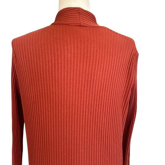 Maje Milan Duster Cardigan Size 1 Small Terracotta Rust Orange Ribbed Open Midi - Picture 7 of 14